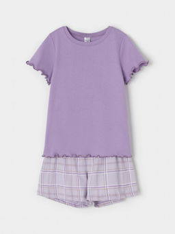 К 1645/лаванда,шотландская клетка пижама для дев