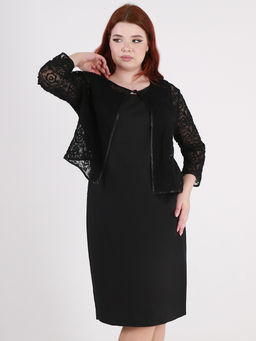 Платье-футляр больших размеров черное с накидкой - Almond фото 4