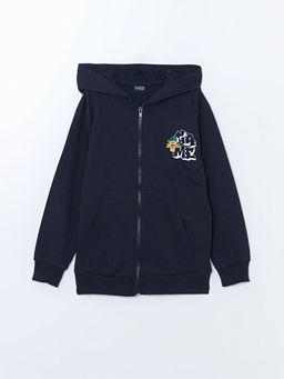 Kap??onlu Erkek ?ocuk Fermuarl? Sweatshirt