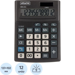 Калькулятор настольный Attache CBM1201-BK 12-разрядный черный 137x102x31 мм