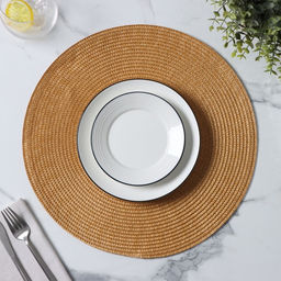 Цена за 2 шт. Салфетка сервировочная на стол Доляна «Лофт», d=38 см, песочная