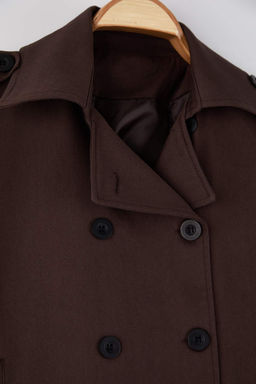 Bej Kruvaze Oversize K?sa Trenckot TWOAW26TR00020 - Trendyolmilla фото 17