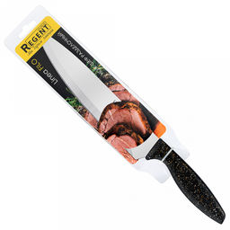 Нож поварской разделочный Filo 20см из нержавеющей стали, ширина 2см, длина 32,5см, пластмассовая ручка с покрытием soft-touch, ПВХ чехол-подвес, Regent (Китай) - Домашняя мода фото 2