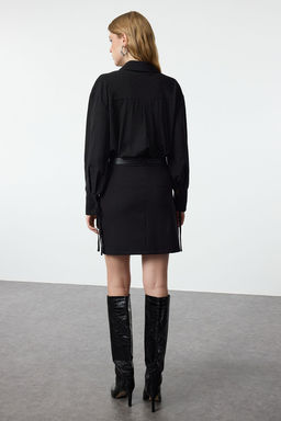 TRENDYOLMILLA Limited Edition Siyah Kemerli Mini Dokuma Elbise TWOAW25EL00294 фото 6