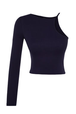 Trendyolmilla Murdum Fitilli Fitted/Vucuda Oturan Bisiklet Yaka Tek Kol Esnek Orme Bluz TWOSS22BZ0214 фото 7