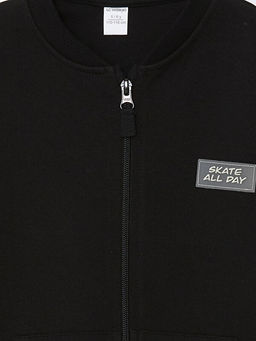 Bisiklet Yaka Uzun Kollu Bask?l? Erkek ?ocuk Fermuarl? Sweatshirt