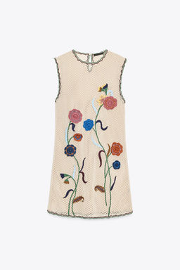 ZW COLLECTION FLORAL EMBROIDERED CROCHET DRESS - Zara фото 14