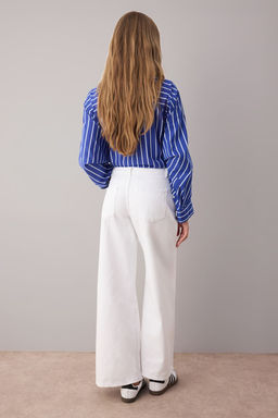 Beyaz Yuksek Bel Genis Paca Wide Leg Jeans TWOAW26JE00023 - Trendyolmilla фото 4