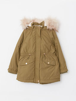 Kap??onlu Nak??l? Pul ??lemeli K?z ?ocuk Parka