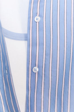 CAMISA OVERSIZE CON CAMISETA CINTUR?N / Azul / Blanco - Zara фото 8