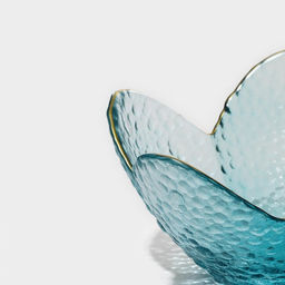 Салатник «Цветок», 150 мл, 12×5 см, фигурный, стекло, голубой