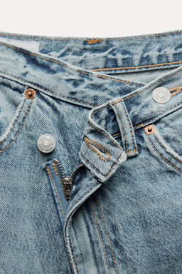 HIGH-WAIST TRF WIDE-LEG JEANS WITH CROSSOVER WAISTBAND - Zara фото 20