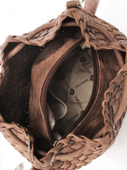 LACCOMA сумка СУ038-винтаж коричневый эко кожа хлопок  фото 5