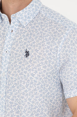 Рубашка U.S. Polo Assn с коротким рукавом синяя из хлопка фото 21
