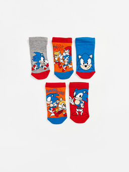 Sonic Desenli Erkek ?ocuk Patik ?orap 5li