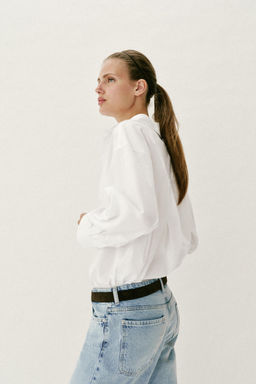 CAMISA B?SICA POPEL?N / Blanco - Zara фото 6