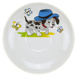 Блюдце чайное фарфоровое Озорные щенки д140мм, h23мм, форма Унифицированный (Россия)