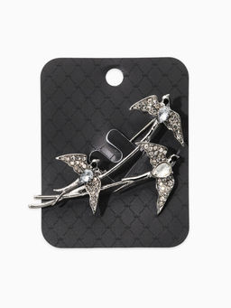 Брошь «Три ласточки», белая в серебре