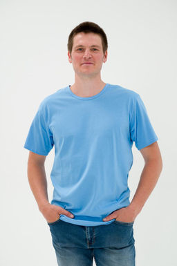 Футболка мужская из кулирки небесный - Амадэль фото 3