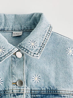 ?i?ek Nak??l? K?z ?ocuk Jean Ceket