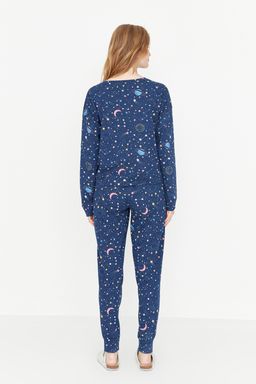 Trendyolmilla Lacivert %100 Pamuklu Galaksi Desenli Orme Pijama Tak?m? THMAW21PT0794  фото 9