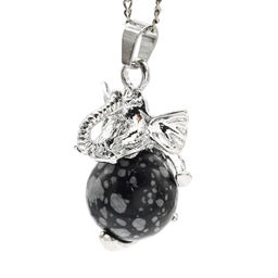 Подвеска Слон с обсидианом имитация 19*33мм