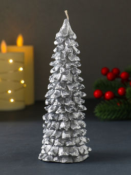 Свеча новогодняя «Ель большая», 160×60 мм лак, серебро