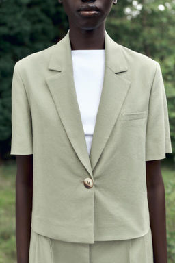 SHORT SLEEVE LINEN BLEND BLAZER - Zara фото 3