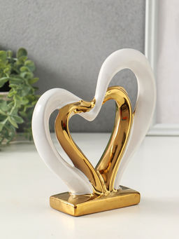 Фигурка керамика Сплетённые сердца, белый с золотом, 5.5?17.5?19.5 см