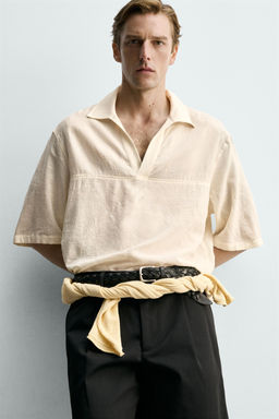 CAMISA POLO ALGOD?N - VISCOSA / Beige - Zara фото 6