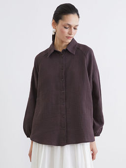 Dokulu Oversize M?slin Kad?n G?mlek Tunik