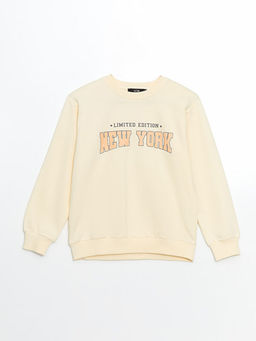 Bisiklet Yaka Bask?l? K?z ?ocuk Sweatshirt