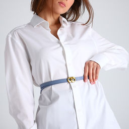 Ремень женский, ширина 1.4 см, пряжка металл, цвет серо-голубой - Simaland фото 3