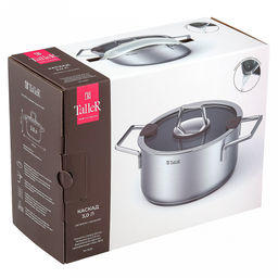 Кастрюля из нержавеющей стали "Сascade" 3л, д20см, h10,5-15см, s0,6мм, дно д18,5см, s2,9мм, стеклянная крышка со стальным ободом и сливом, пароотовод, капсулированное дно, полировка внешняя - матовая, внутренняя - матовая, ручки из нержавеющей стали