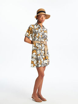 ?i?ekli Keten Kar???ml? G?mlek Elbise