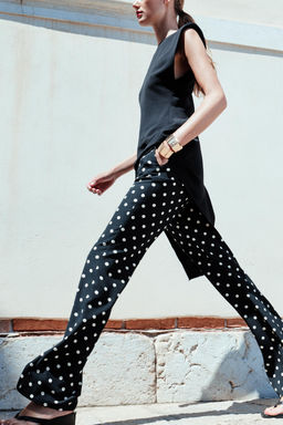 PANTAL?N FLARE LUNARES / Negro / Crudo