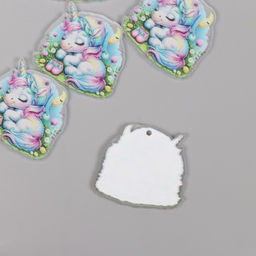 Цена за 5 шт. Декор для творчества акрил «Единорожка в косынке сладко спит на лужайке», 2.9×3×0.2 см