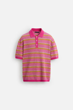 TEXTURED STRIPE KNIT POLO SHIRT - Zara фото 7