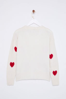 TRENDYOLMILLA Ekru Kalp Desenli V Yaka Triko H?rka TWOAW25HI00373 фото 7