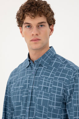 Мужская голубая рубашка с длинным рукавом - U.s. polo assn фото 2