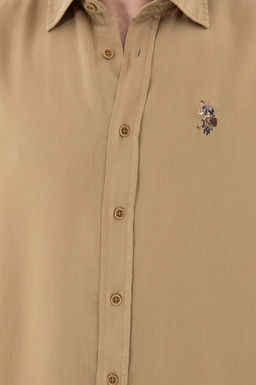 Мужская рубашка цвета хаки с длинным рукавом - U.s. polo assn фото 7