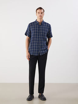 Regular Fit K?sa Kollu Ekose Poplin Erkek G?mlek