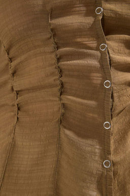 Trendyolmilla Haki Transparan C?tc?tl? Fitted Kolsuz Dokuma Bluz TWOSS25BZ00554  фото 3