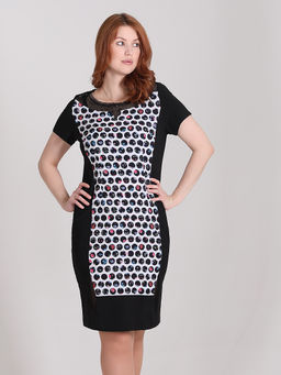 Платье женское в горох для работы повседневное прямое - Almond фото 4