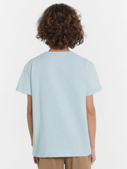 Футболка для мальчиков голубая с принтом и надписью Born free - Mark formelle фото 4