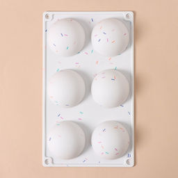 Форма для выпечки KONFINETTA «Фигуры. Полусфера», силикон, 27.8×16.3×3.4 см, 6 ячеек (d=6.7 см), белая