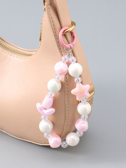 Брелок на карабине "Тюльпаны и звёзды" розово-перламутровый 11х4х1,5 см