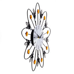 Часы настенные интерьерные «Ромашка», серия: Ажур, бесшумные, плавный ход, d=41.5 см, циферблат d=15 см, от батарейки 1хАА