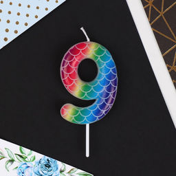 Свеча в торт цифра 9, разноцветная - Страна карнавалия фото 3