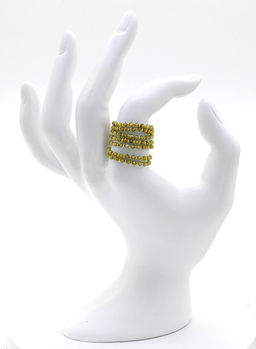 Колечко на резинке из фианитов цвет оливковый